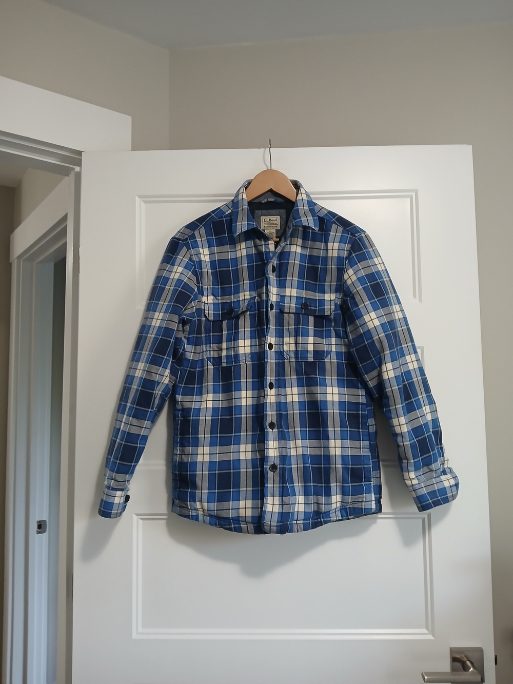L.L. Bean Blue and White Plaid Button-Down Shirt